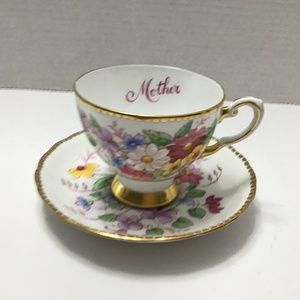 Vintage TUSCAN Fine Bone China Mother CUP SAUCER pattern Made in England
